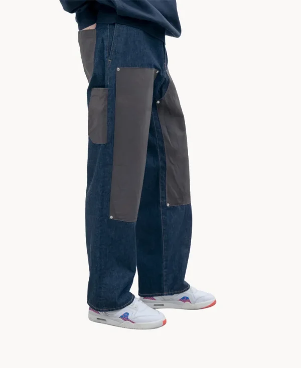 UNIFORM EXPERIMENT Leather Doubla Knee Denim Painter Pant – Black