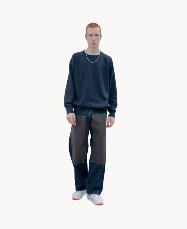 UNIFORM EXPERIMENT Leather Doubla Knee Denim Painter Pant – Black