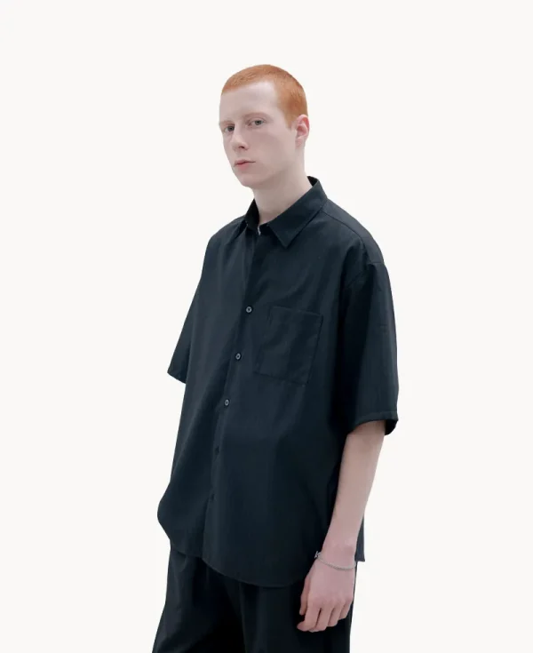 UNIFORM EXPERIMENT Strech Wool Relax-Fit Shirt – Black Stripe