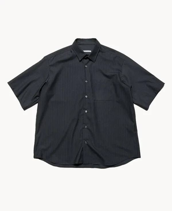 UNIFORM EXPERIMENT Strech Wool Relax-Fit Shirt – Black Stripe