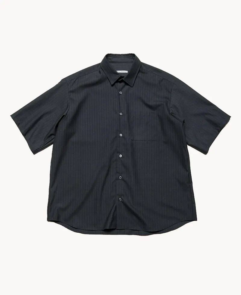 UNIFORM EXPERIMENT Strech Wool Relax-Fit Shirt – Black Stripe UNIFORM EXPERIMENT Strech Wool Relax-Fit Shirt – Black Stripe