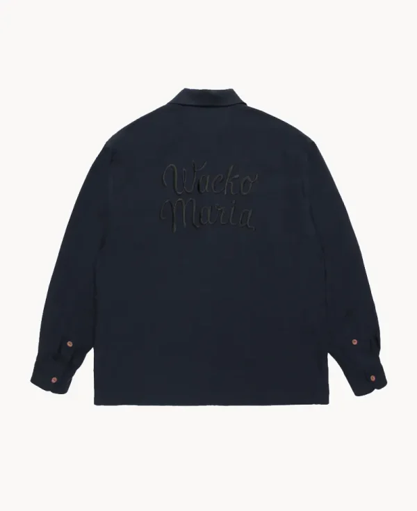 WACKO MARIA Embroidered Wacko 50’s LS Shirt – Navy