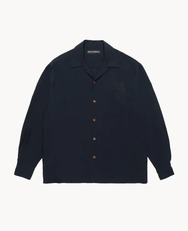WACKO MARIA Embroidered Wacko 50’s LS Shirt – Navy