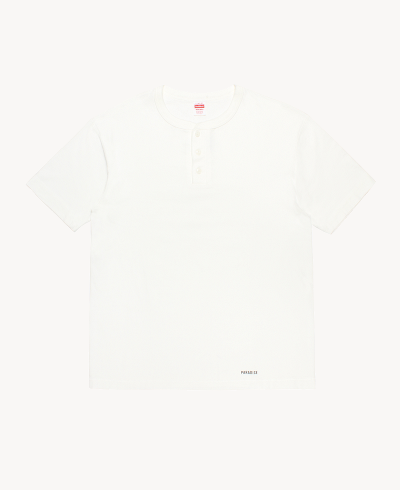 WACKO MARIA Healthknit Henry Neck Tee – White WACKO MARIA Healthknit Henry Neck Tee – White