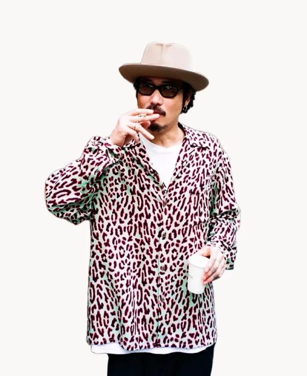 WACKO MARIA Leopard Hawaiian LS Shirt – Gray