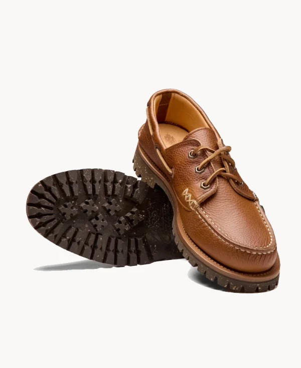 YUKETEN Italian Hex Eye Boat Shoe with Cortina Sole – Lt. Brown