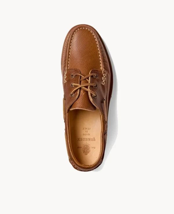 YUKETEN Italian Hex Eye Boat Shoe with Cortina Sole – Lt. Brown