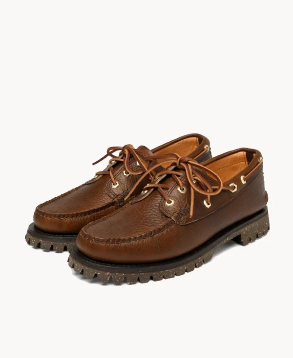 YUKETEN Italian Hex Eye Boat Shoe with Cortina Sole – Lt. Brown