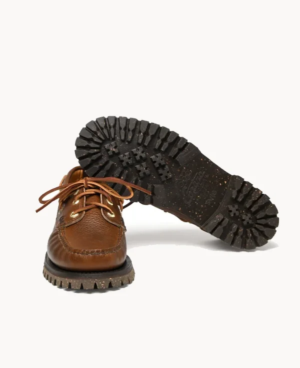 YUKETEN Italian Hex Eye Boat Shoe with Cortina Sole – Lt. Brown