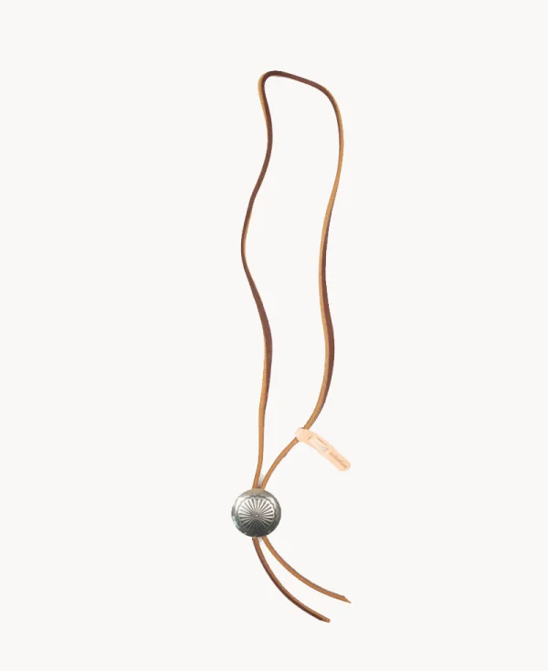 YUKETEN Leather Bolo Tie with Concho – Brown
