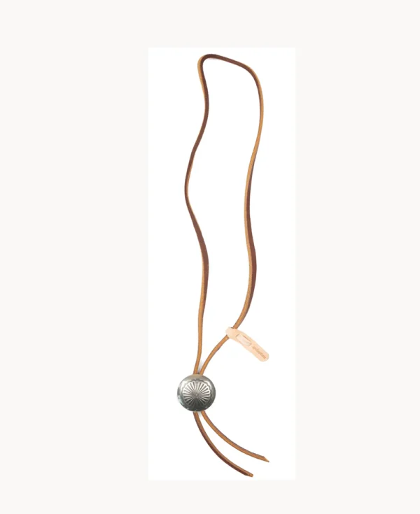 YUKETEN Leather Bolo Tie with Concho – Brown